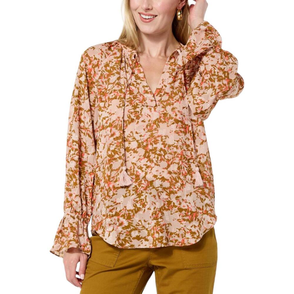 La Joie Essential Raglan-Sleeve Blouse Fawn Abstract Floral - Regular